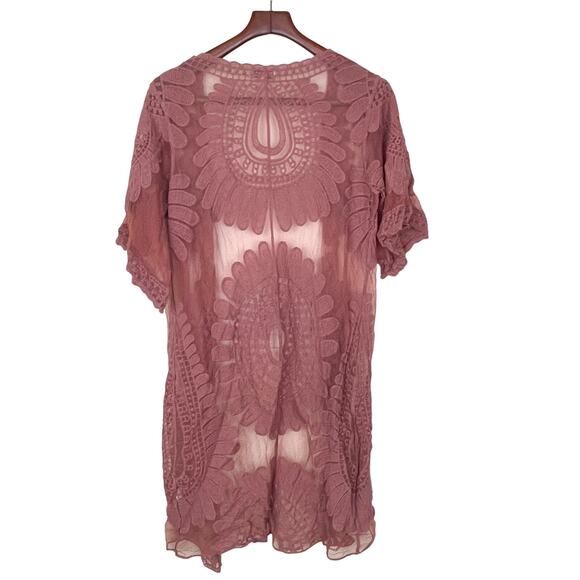 Womens Kimono Sz S Fairy Embroidered Lace Boho Sheer Flowy Floral Feminine - Picture 3 of 10